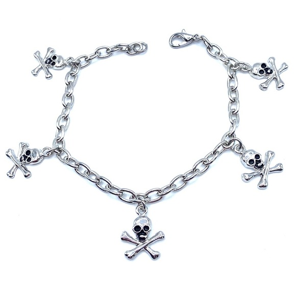 Skull Charm Bracelet Silver Tone - Picture 4 of 5